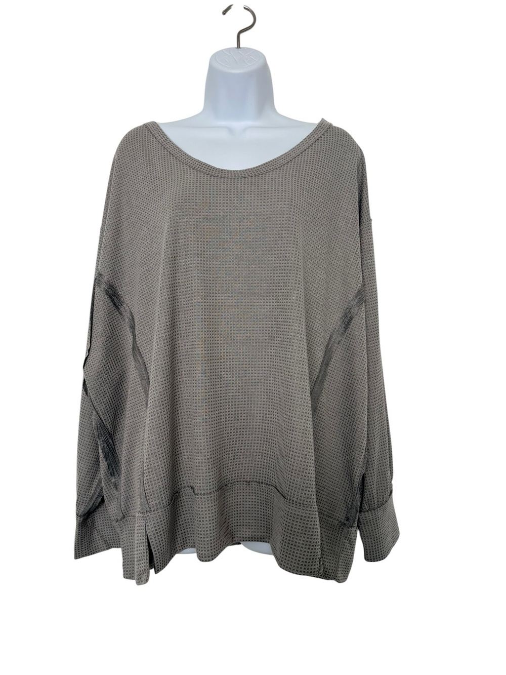 Andrée by Unit 2X Gray Waffle Knit Oversized Pullover Top Dolman Long Sleeve NWT